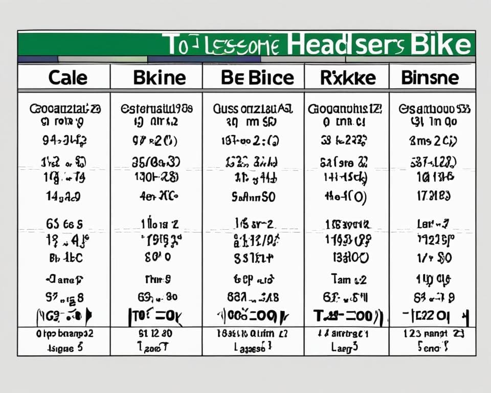 fiets inch tabel