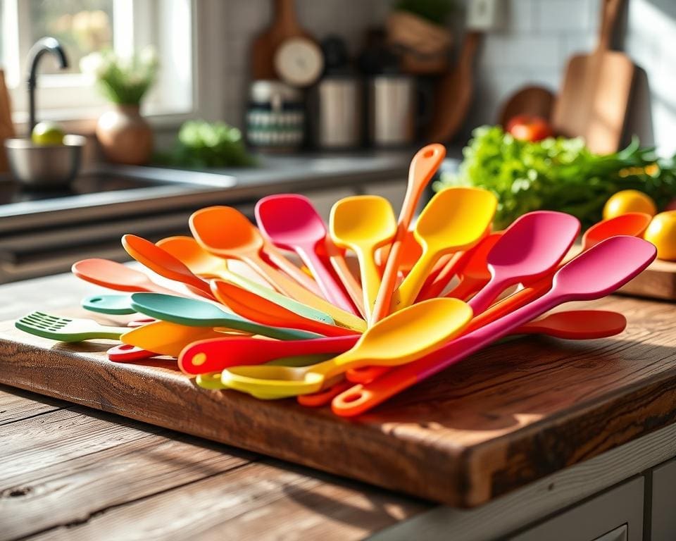 Herbruikbare siliconen spatels voor moeiteloos koken