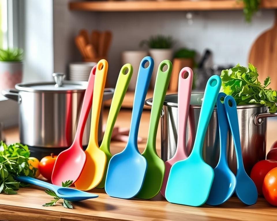 Herbruikbare siliconen spatels voor moeiteloos koken