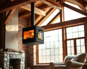 Is een hangende houtkachel geschikt voor elk interieur?