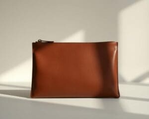 Is een leren clutch nog van deze tijd?