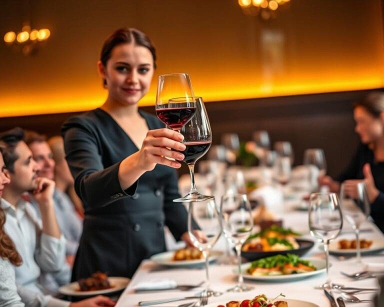 Hoe begeleidt een sommelier wijn bij het diner?