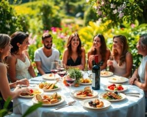 Hoe organiseer je een tuinfeest met tapas en wijn?