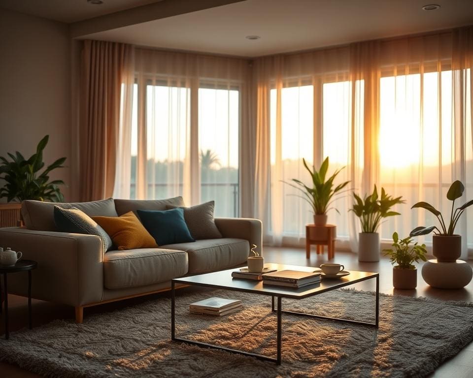 basiskleuren woonkamer avondlicht